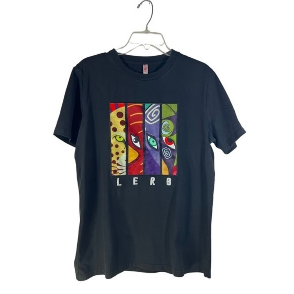 Fifth Loop LERB Embroidered Animal Eye Print T Shirt Unisex Black‎ Size Medium